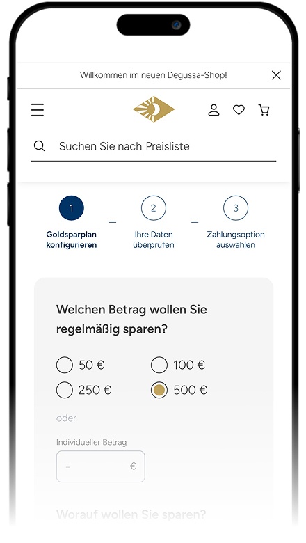 Degussa Goldsparplan auf dem Smartphone