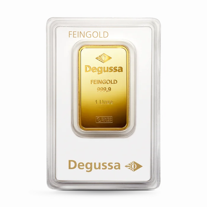 1 oz Degussa Goldbarren (geprägt) Vintage