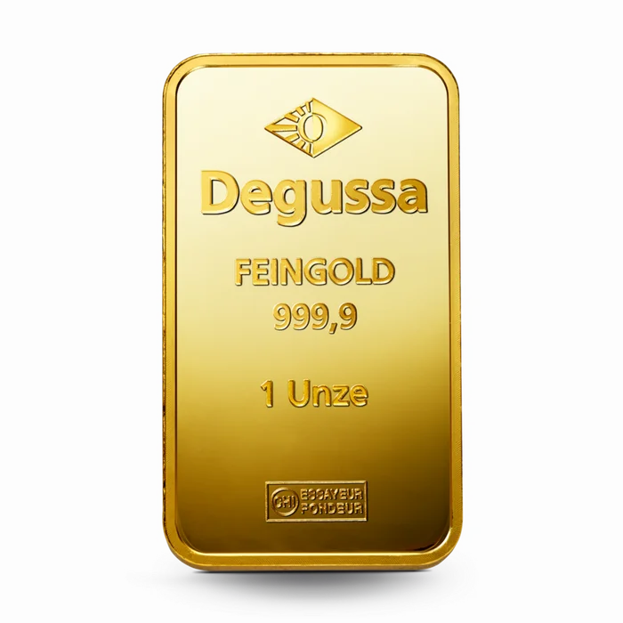 1 oz Degussa Goldbarren (geprägt) Vintage