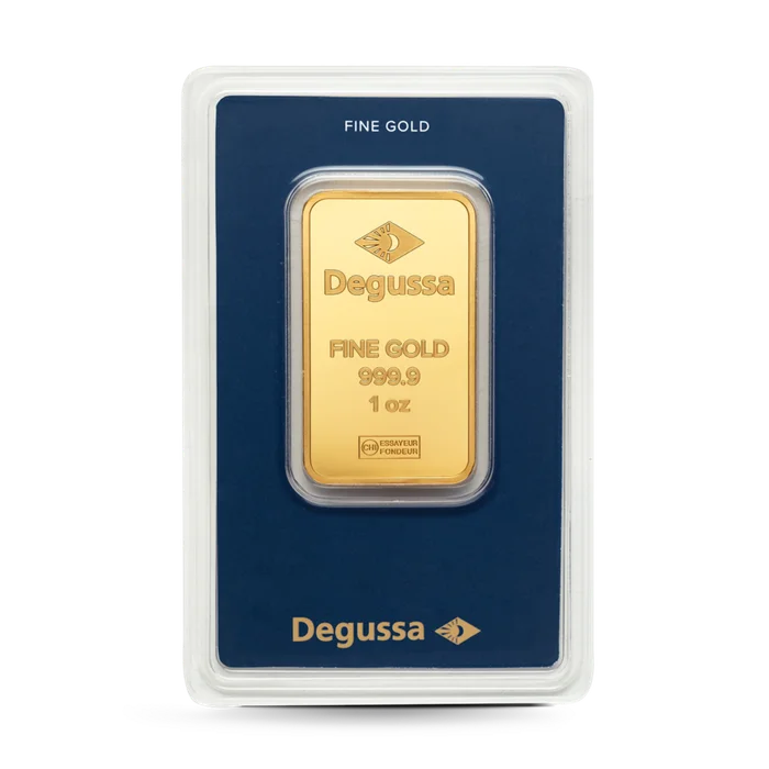 1 oz Degussa Goldbarren (geprägt)