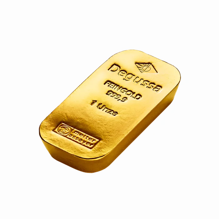 1 oz Degussa Goldbarren - historisches Design (gegossen)