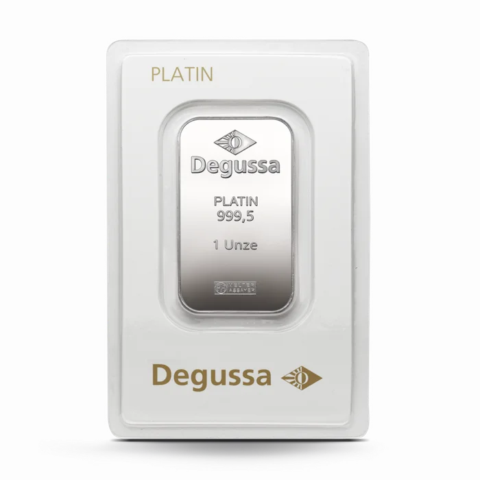 1 oz Degussa Platinbarren (geprägt) Vintage