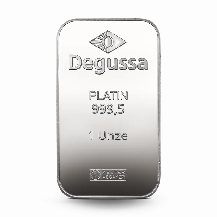 1 oz Degussa Platinbarren (geprägt) Vintage