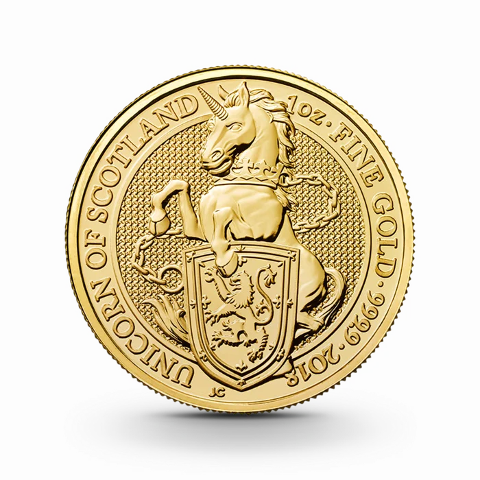1 oz The Queen's Beasts: Unicorn of Scotland Goldmünze - 100 Pfund Großbritannien 2018