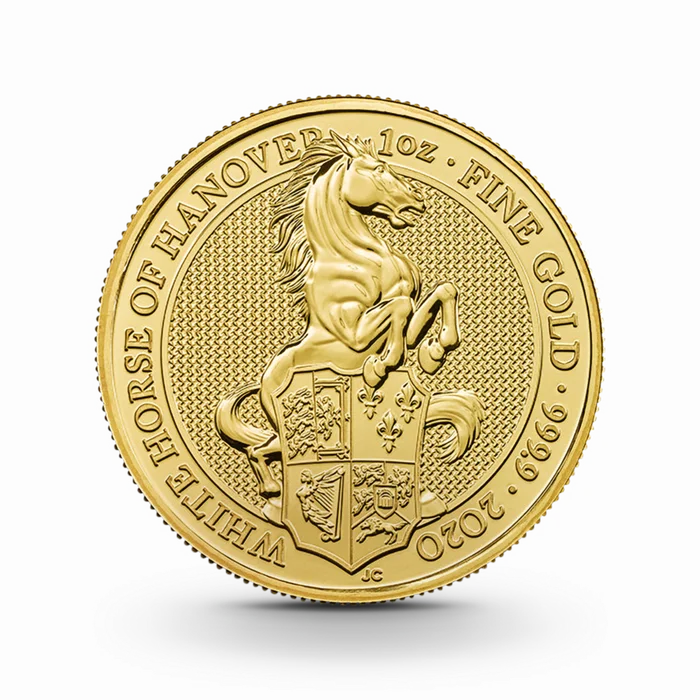 1 oz The Queen's Beasts: White Horse of Hanover Goldmünze - 100 Pfund Großbritannien 2020