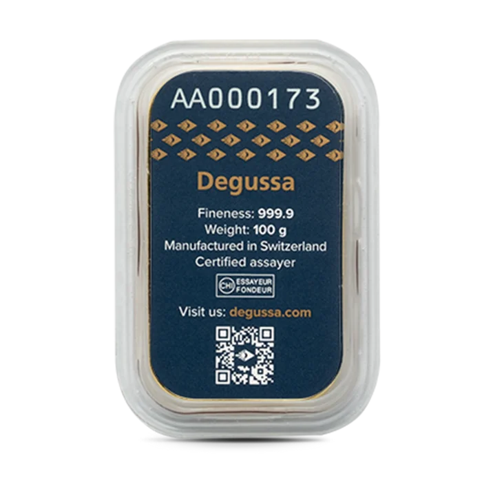 100 g Degussa Goldbarren (gegossen)