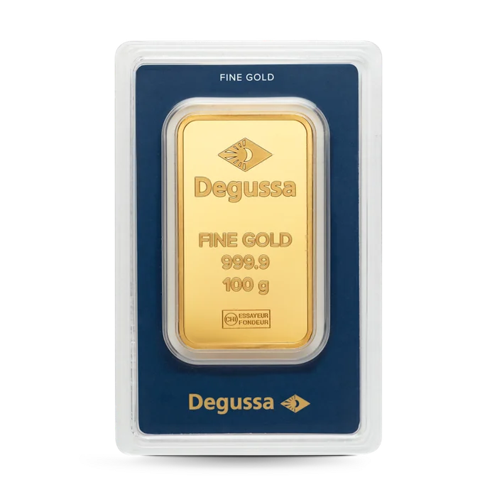 100 g Degussa Goldbarren (geprägt)