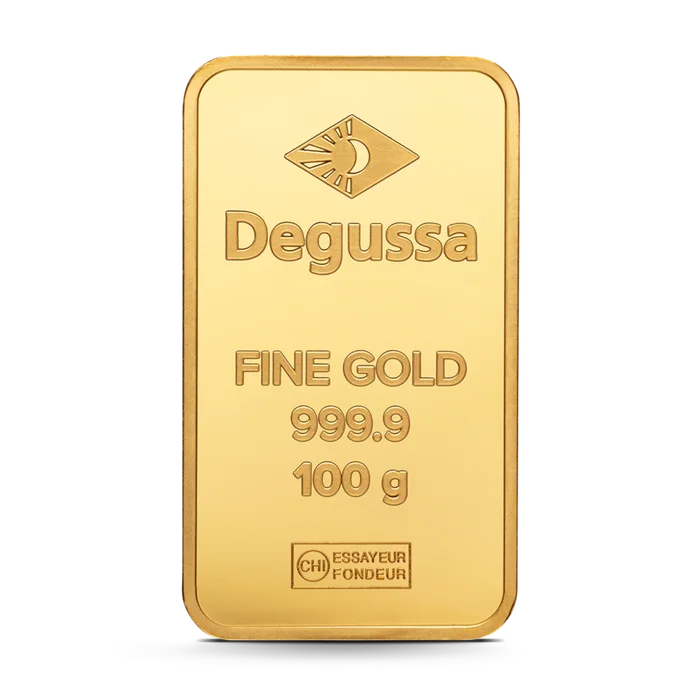 100 g Degussa Goldbarren (geprägt)