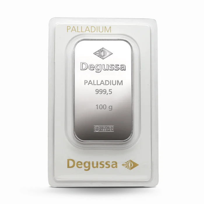 100 g Degussa Palladiumbarren (geprägt) Vintage