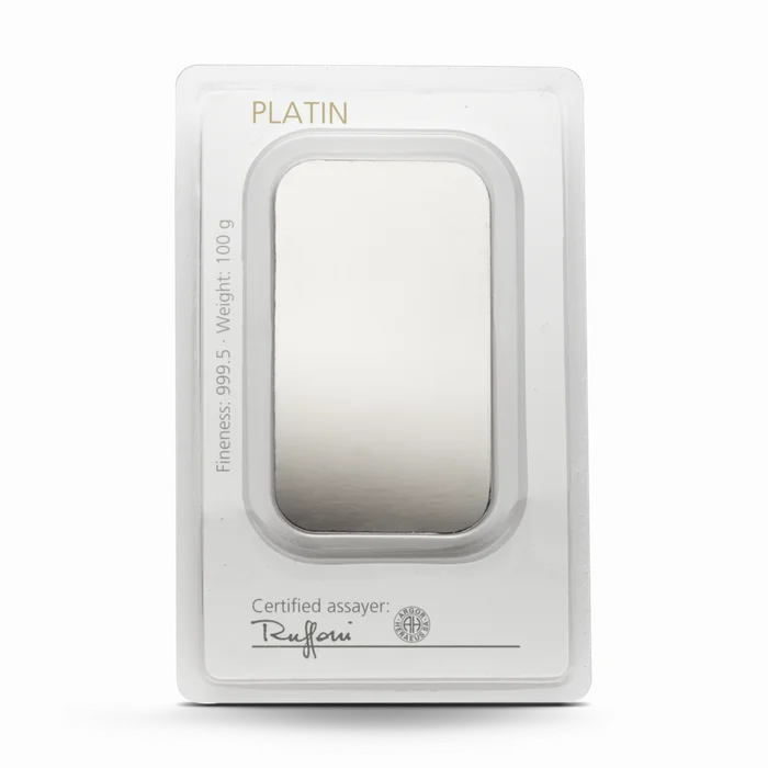 100 g Degussa Platinbarren (geprägt) Vintage