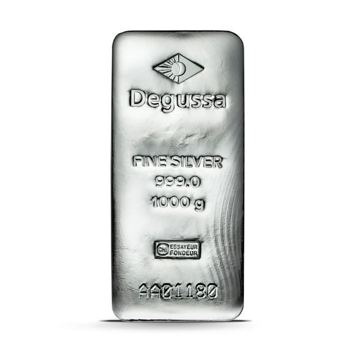 1000 g Degussa Silberbarren (gegossen)