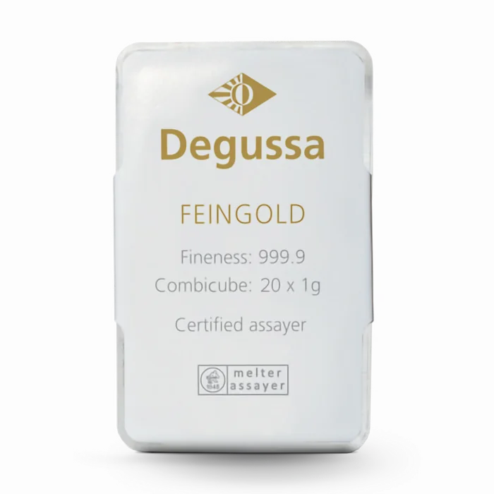 20 x 1 g Degussa Goldbarren - Combicube® (geprägt)