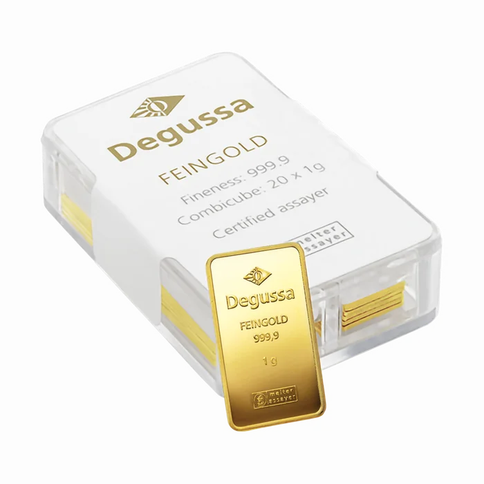 20 x 1 g Degussa Goldbarren - Combicube® (geprägt)