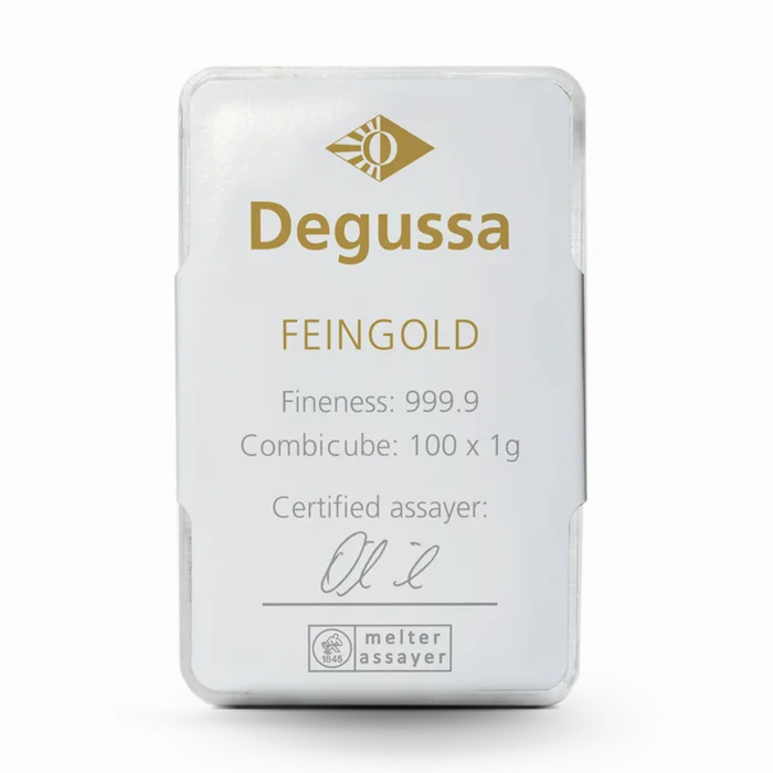 2000 x 1 g Degussa Goldbarren - Combicube® Masterbox (geprägt)