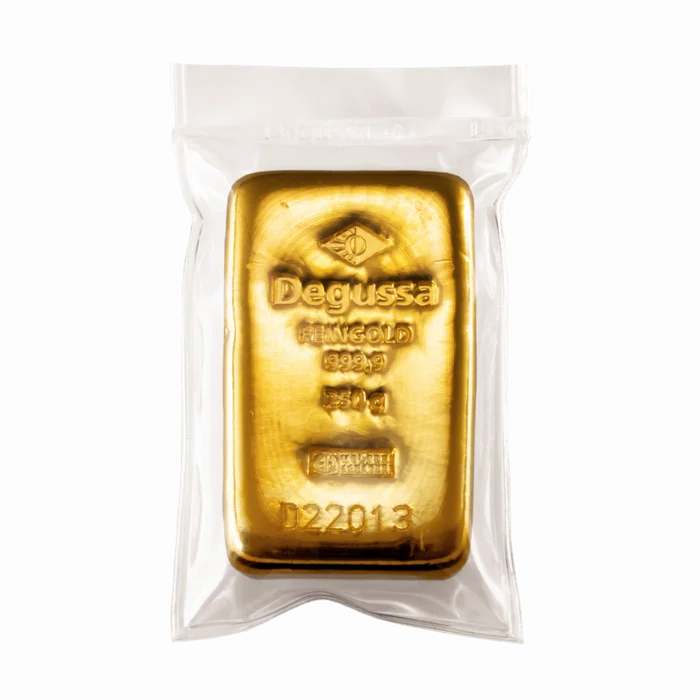 250 g Degussa Goldbarren Vintage (gegossen)