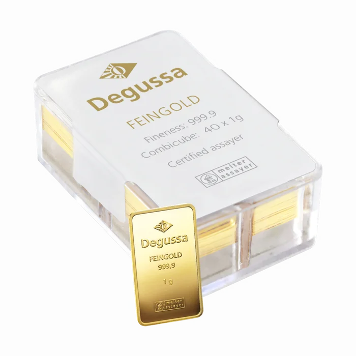 40 x 1 g Degussa Goldbarren - Combicube® (geprägt)