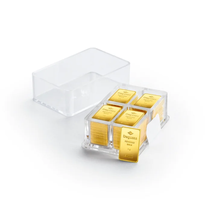400 x 1 g Degussa Goldbarren - Combicube® Box (geprägt)