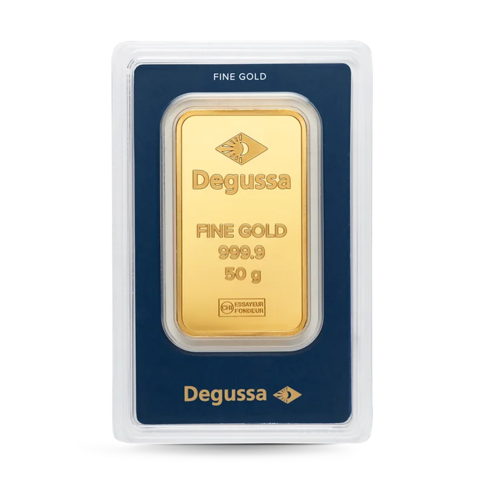 50 g Degussa Goldbarren (geprägt)