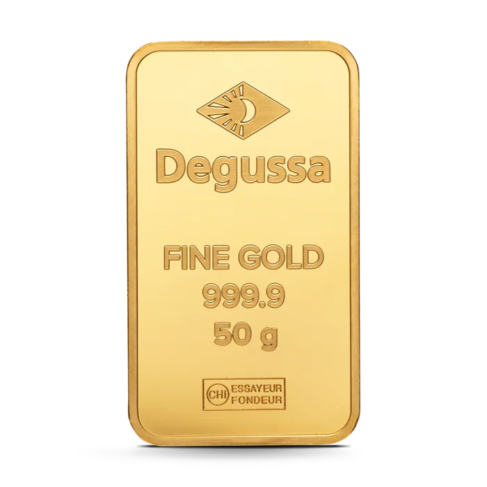 50 g Degussa Goldbarren (geprägt)