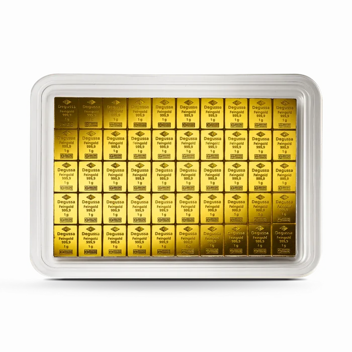 50 x 1 g Degussa Goldbarren - CombiBar® (geprägt) Vintage