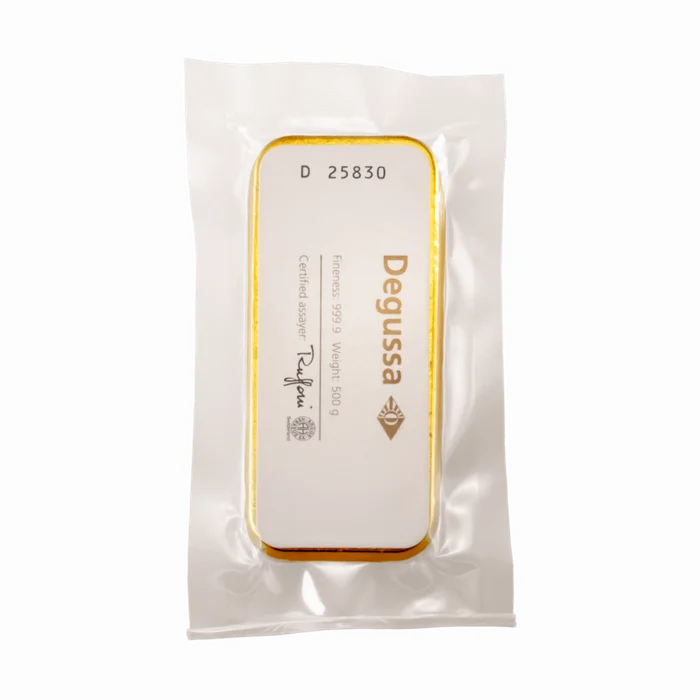 500 g Degussa Goldbarren Vintage (gegossen)